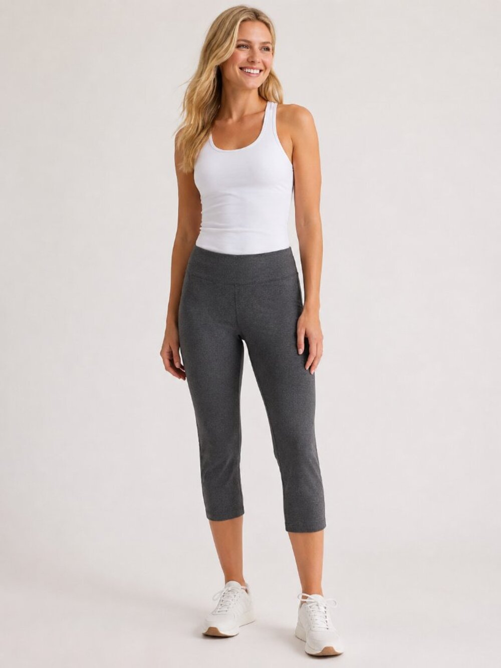 2/$30 Lands' End SPORT Yoga Capri Legging Gray 2X #A4274